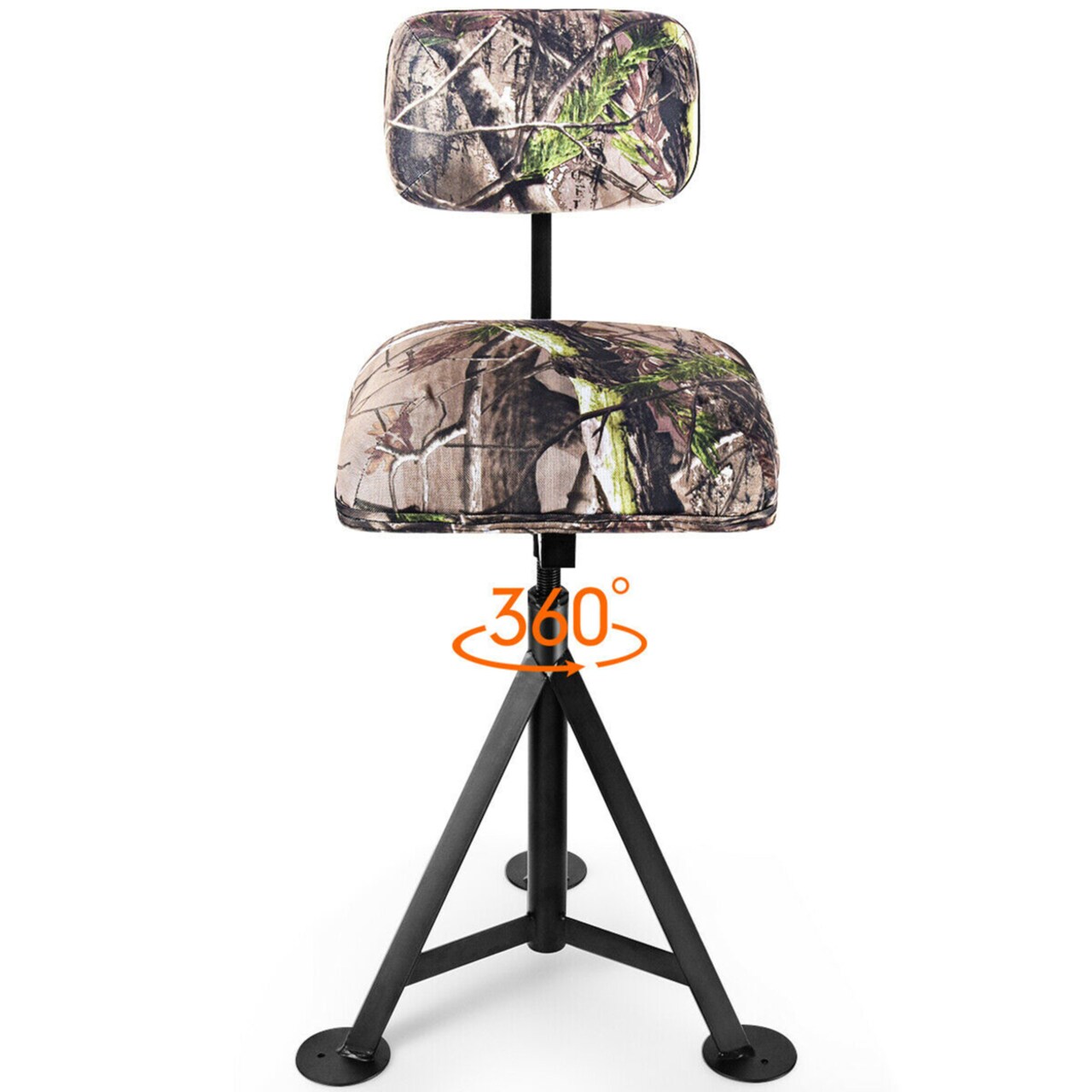 Swivel Hunting Chair Tripod Blind Stool W/ Detachable Backrest Outdoor Camping